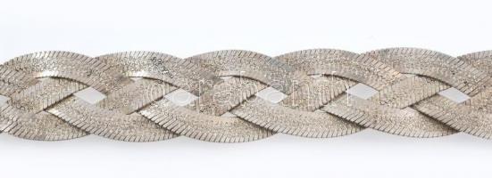Ezüst(Ag) fonott karkötő, jelzett, h: 20 cm, nettó: 12,6 g