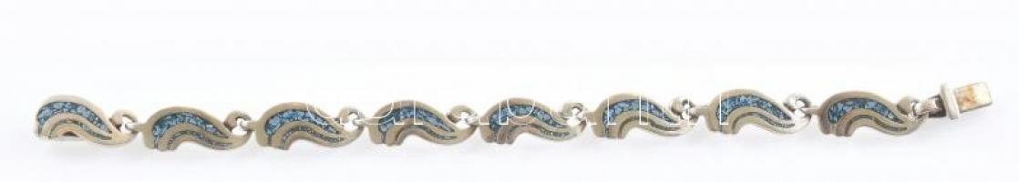 Ezüst(Ag) zománcozott karkötő, jelzett, h: 17 cm, bruttó: 15,7 g