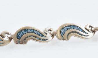 Ezüst(Ag) zománcozott karkötő, jelzett, h: 17 cm, bruttó: 15,7 g