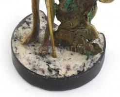 Don Qiuojote szobor, bronz, kő talapzaton, Tonny jelzéssel az oldalán, m: 26 cm