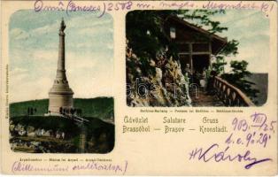1903 Brassó, Kronstadt, Brasov; Árpád szobor, Bethlen barlang. Ciurcu kiadása / monument, cave