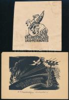 cca 1937-1977 4 db ex libris és kisgrafika, vegyes állapotban (Fery Antal, Franz Kaiser, Menyhárt Jó...