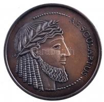 Bakos Ildikó (1948- ) ~1990. Aesculapius / Chinoin Hungaria - Condita 1910 bronz emlékérem, eredeti tokban T:1