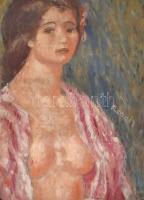 Renoir jelzéssel: Női félakt. Olaj, vászon. Feltekerve. 55x41 cm