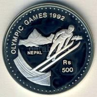 Nepál 1992. 500R Ag "Olimpia-síelés" T:PP