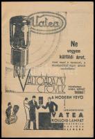 cca 1930-1940 Szeged, Fonyó Soma Villanyvilágítási Vállalata, rádiókészülékek és alkatrészek árjegyz...