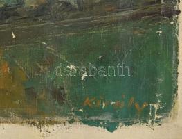 Király jelzéssel: Vízparti táj. Olaj, vászon. Feltekerve, sérült. 51x62 cm