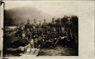 1917 Osztrák-magyar katonák / WWI Austro-Hungarian K.u.K. military, group of soldiers. photo + M. kir. 11. honvéd lovas hadosztály parancsnokság (fl)