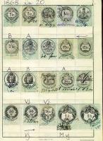 1868-tól 160 db magyar okmánybélyeg cserefüzetben, kiadások szerint feldolgozva