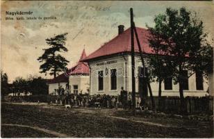 1919 Nagykázmér, Velky Kazimír (Kázmér, Kazimír); Római katolikus iskola és parókia / school and rectory (b)