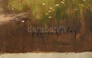 Hercegfalvy jelzéssel: Libapásztorlány. Olaj, vászon. Feltekerve. 64,5x84 cm