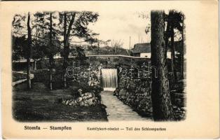 Stomfa, Stampfen, Stupava; Kastélykert részlet. Malaczkai Könyvnyomda (Wiesner A.) kiadása / Teil des Schlossparkes / castle park (EK)