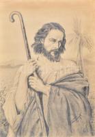 Szamosy V. jelzéssel: Krisztus. Ceruza, papír. 44x30 cm