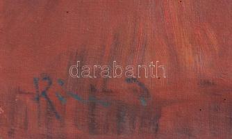 Kasznár Ring Jenő (1875-1945): Cigarettázó hölgy. Olaj, vászon, jelzett, sérült, vakkeret nélkül, 44...