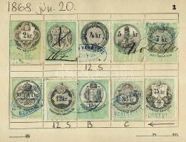 1868-1929 160 db magyar okmánybélyeg cserefüzetben kiadások szerint feldolgozva