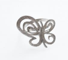 Ezüst (Ag) pillangós gyűrű, állítható méretű, jelzett, nettó:3,8g