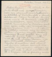 1922 Balatonfüredről írt levél, beszámoló az id. és ifj. József főhercegnek látogatásáról gróf Széchenyi Emil bálján, megemlítve a sok gazdag zsidót a helyiségben, stb.