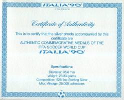 Olaszország 1990. "Labdarúgó VB" Ag emlékérem sorozat szettben, benne 22x 23,33g Ag + 1x 1...