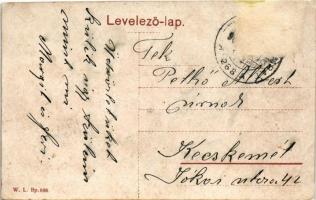 Nagyszombat, Tyrnau, Trnava; Rákóczi Ferenc utca, Városháza, üzletek. W.L. Bp. 698. / street view, t...