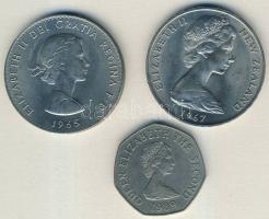 Jersey 1989. 50p "Grosnez kastély" + Nagy-Britannia 1965. 25p "Churchill" + Új-Zéland 1967. 1$ T:2,2/3
