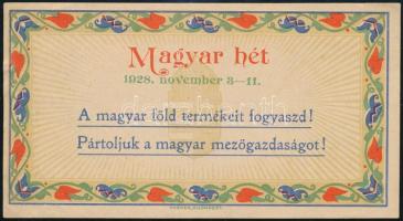 1928 Magyar Hét, pártoljuk a magyar mezőgazdaságot, dekoratív propaganda cédula, szép állapotban