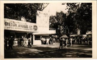 1948 Budapest XIV. Budapesti Őszi Vásár a Városligetben, Államosított Stéberl András rt. gyulai házi hentesáru különlegességei, Badacsonyi bor, Lakosi-Lustyik bortermelők, Schmolka, Fried Pálné pavilonja