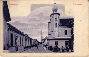 1910 Érsekújvár, Nové Zámky; Iskola utca, zsinagóga. Szivesi kapus kiadása / School Street, synagogue (EK)