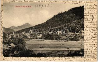 1905 Fenyőháza, Lubochna; látkép, nyaralók / general view, villas (r)