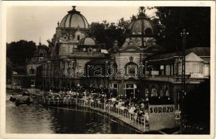 1941 Budapest XIV. Műjég Tóterasz a Városligetben, Söröző olcsó polgári árak és hangulatos zene, buffet - Hátoldalon a főiskolai KEAC jégkorongcsapat (hoki) aláírása