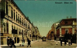 Temesvár, Timisoara; Dózsa utca, villamos / street view, tram (Rb)