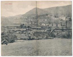 Anina, Stájerlakanina, Stájerlak, Steierdorf; vasgyár, iparvasút. Hollschütz kiadása. Horváth L. felvétele. Kihajtható panorámalap / Eisenwerk / ironworks, factory, industrial railway. folding panoramacard (r)