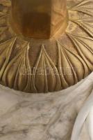 2db asztali lámpa, márvány talp, bronz felső rész, üveg búra, működik, m:55cm