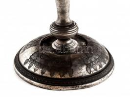 USA ezüstözött ón, szecessziós, talpas kínáló, kopott, javított, jelzett, m:17cm