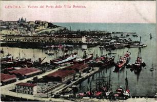 Genova, Genoa; Veduta del Porto dalla Villa Rosazza / port