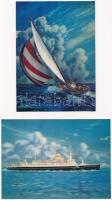 3D dimenziós hajók - 4 db modern képeslap / 3D dimensional ships - 4 modern postcards