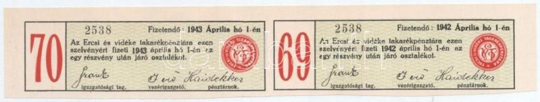 Ercsi 1927. "Ercsi és Vidéke Takarékpénztára" névre szóló részvénye 10P-ről, szárazpecsétt...