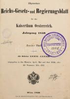 1850 Az ausztriai birodalmat illető közönséges birodalmi törvény- és kormánylap. 1850-diki évfolyam....