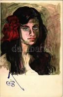 Cigány lány. Kézzel festett / Gypsy girl. Verlag Orient Mill - hand painted