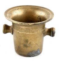 Réz mozsár, kissé rozsdafoltos, kopottas, d: 12 cm, m: 10 cm