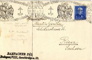 1937 Prosit 1938! Rampacher Pál műgyűjtő saját újévi üdvözlő reklám képeslapja s: Konecsini (EK)