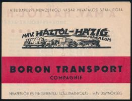 cca 1930 Boron Transport Compagnie (BNV hivatalos szállítója) díjszabás
