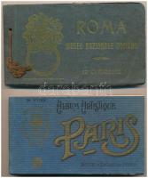 4 db RÉGI képeslapfüzet / 4 pre-1945 postcard booklets: Paris, Firenze, Roma, Versailles