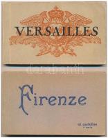 4 db RÉGI képeslapfüzet / 4 pre-1945 postcard booklets: Paris, Firenze, Roma, Versailles