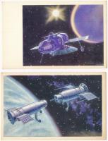 16 db MODERN űrhajős képeslap: Szovjet űrrepülés / 16 modern Soviet astronautics, astronauts and spaceshuttle motive postcards