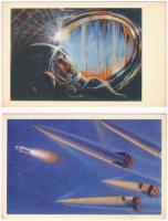 16 db MODERN űrhajős képeslap: Szovjet űrrepülés / 16 modern Soviet astronautics, astronauts and spa...