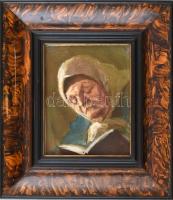 Daday Gerő (1890-1979): Olvasó idős asszony. Olaj, karton, jelzett. Fa keretben, látható méret: 15x11,5 cm, külső méret: 26,5x23 cm