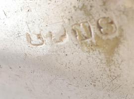 Angol ezüstözött Art Deco teáskanál dobozban, jelzett, szép állapotban, h:11cm