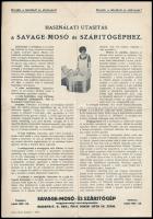 cca 1930 Használati utasítás Savage-mosó és szárítógéphez