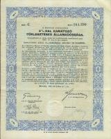 1942. Államadóssági kötvény 100P-ről (2x) egymásutáni sorszámokkal, szelvényekkel, jó állapotban