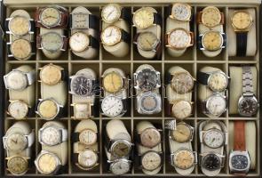 Igazi óragyűjtemény, egy élet munkája. 69 db karóra, régi mechanikus és retro kvarc óra, kisebb, rit...